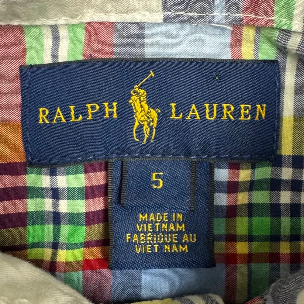 Ralph Lauren Plaid Button Down Shirt Kids Size‎ 5 Long Sleeve Multicolor Preppy